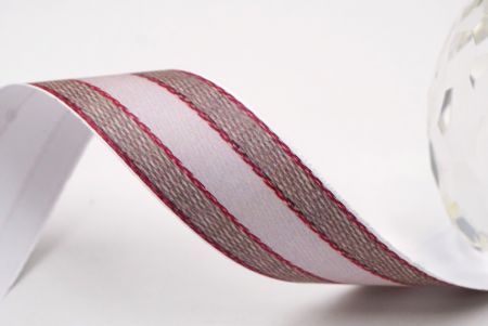 Бежева з червоними смугами плетена стрічка_AI